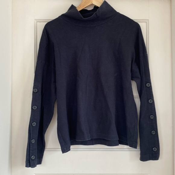 Madewell Button-Sleeve Turtleneck Top Medium - Picture 3 of 8